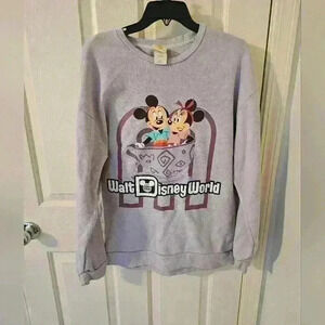 Walt Disney World 50th Anniversary Mickey Minnie Mouse Mad Tea Party Crewneck L